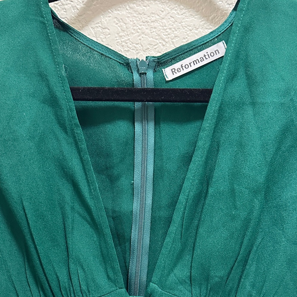 Reformation Deep Green Long Sleeve Dress - Picture 6 of 7